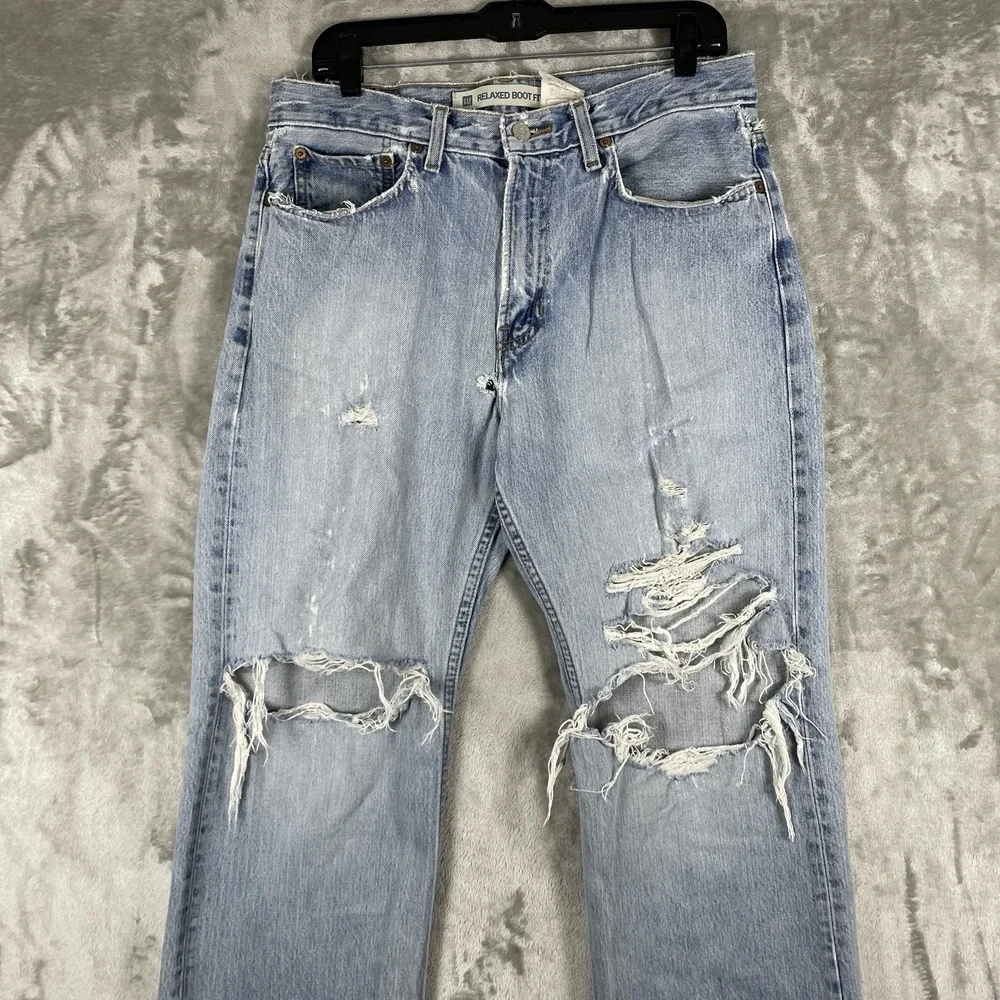 Vtg 80s 90s GAP Jeans Mens 32x30 Relaxed Boot Cut Fit DISTRESSED THRASHED